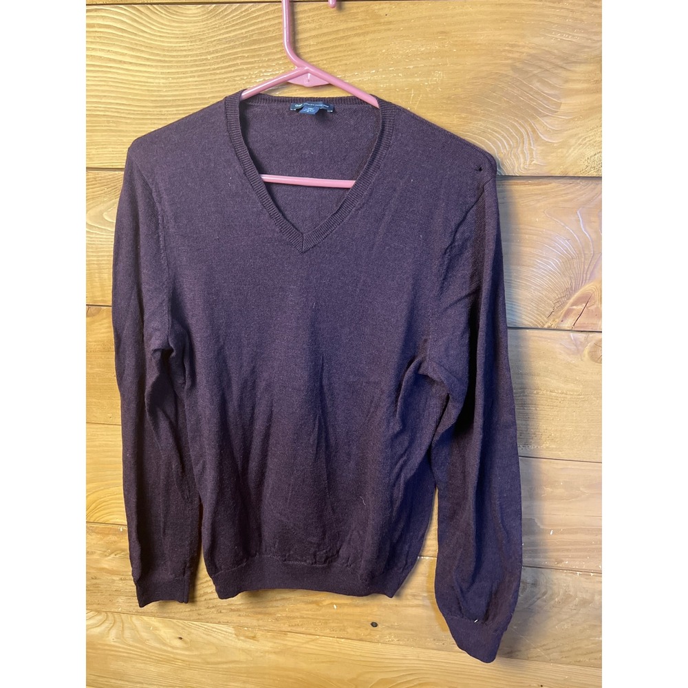Gap Extra Fine Merino Wool V-Neck Sweater Men's Med Purple Knitwear Casual Soft